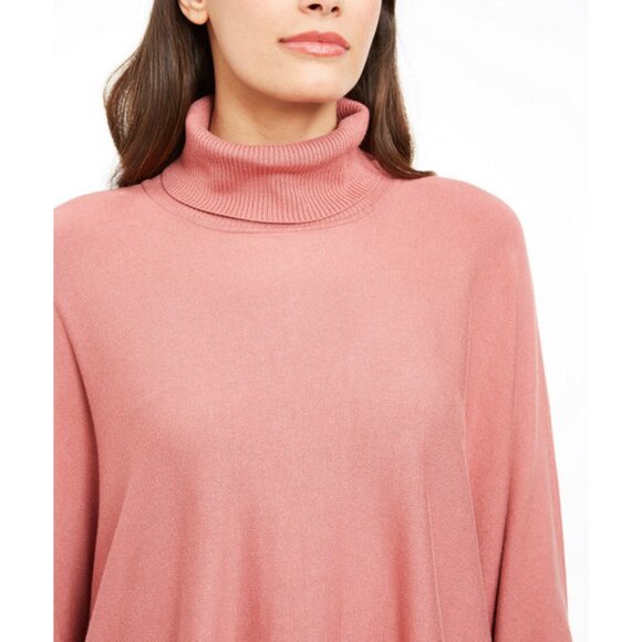 NWT Alfani Womens Size Medium Mocha Brown Turtleneck Poncho Knit Sweater NEW - Picture 3 of 4